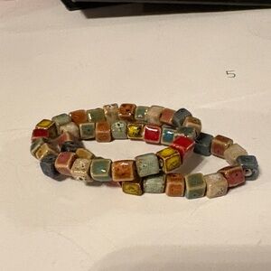 Multicolor Ceramic Beaded Bracelet, Size 7-9